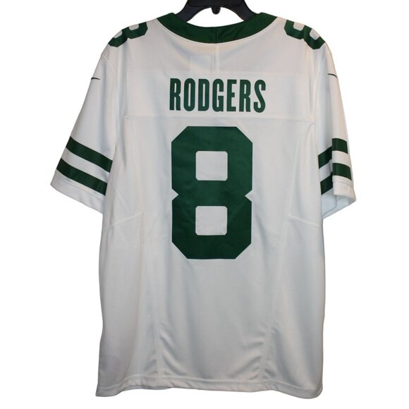 Nike NFL Mens Aaron Rodgers #8 On Field New York Jets Jersey Size L White & Gree - Picture 2 of 14